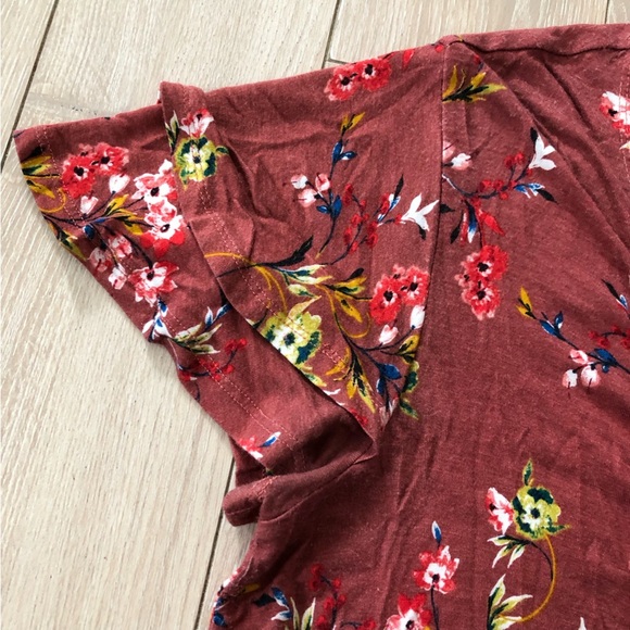 June & Hudson Nordstrom Floral Faux Wrap Top in Rosewood Size M - Picture 9 of 12